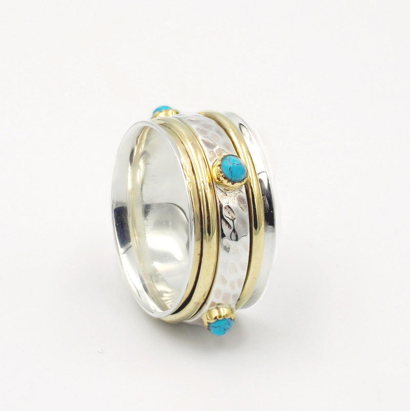 Aia Silver & Gold Turquoise Spinning Ring