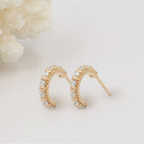 Tiny, Mini 18k Rose Gold Plated & White Topaz Molten 5mm Huggie Hoop Earrings