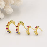 Shanti Gold & Rainbow Gemstone Small Huggie Hoops