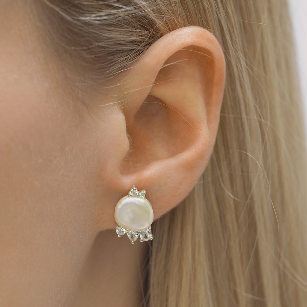 Valea Keshi Pearl Cluster Bridal Earrings
