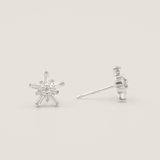 Hima 925 Sterling Silver, White Topaz Snowflake Stud Earrings