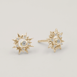 Surya 12 Carat Rose Gold and White Topaz Sun Stud Earrings
