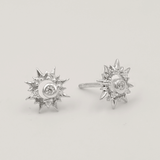 Surya 12 Carat Gold and White Topaz Sun Stud Earrings