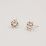 Surya 12 Carat Gold and White Topaz Sun Stud Earrings