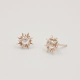 Surya 925 Sterling Silver and White Topaz Sun Stud Earrings