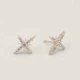 Silver Starburst Pave White Topaz Earrings