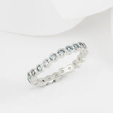 Oscura Blue Topaz and Silver Stacking Eternity Ring