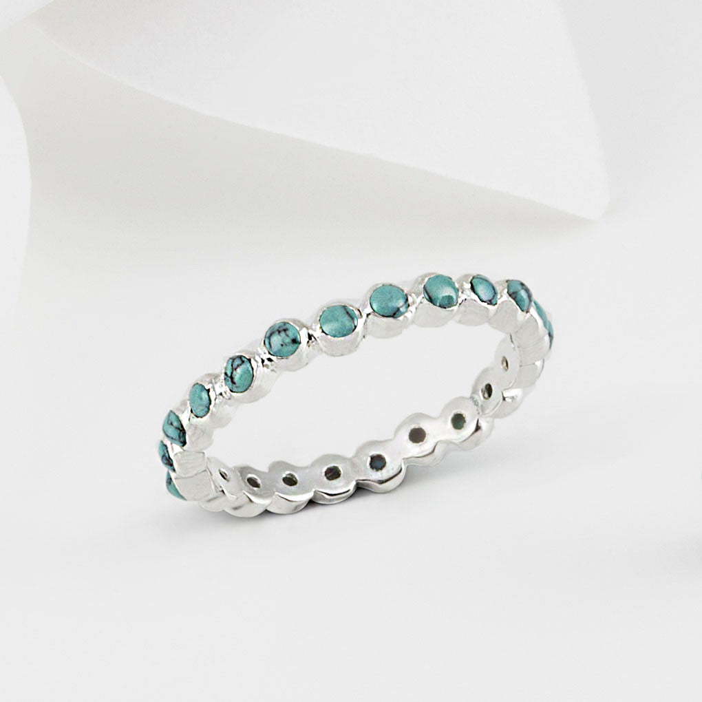 Oscura Turquoise and Silver Stacking Eternity Ring