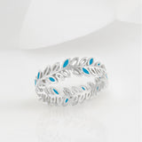 Flor Turquoise & Silver Olive Leaf Ring