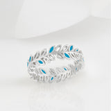 Flor Turquoise and Silver Olive Leaf Ring