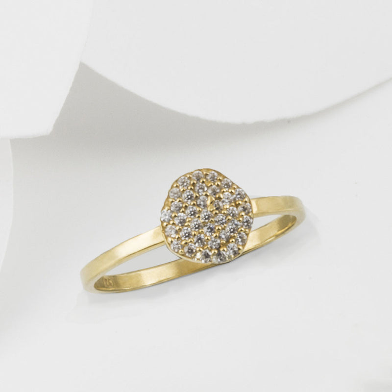 Cielo Gold Pave Organic White Topaz Ring