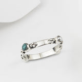 Plata Silver Turquoise and Pearl Bohemian Stacking Ring