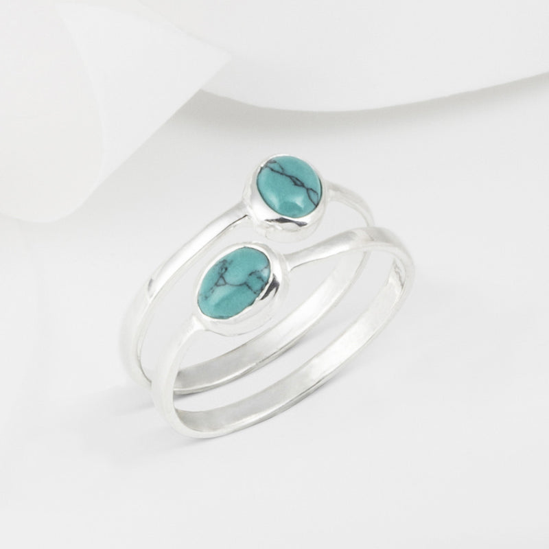 Azul Silver and Turquoise Duo Stacking Ring's
