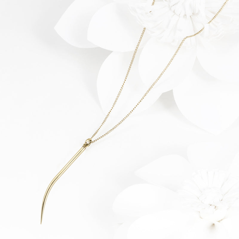 Lanza Quill Gold Pendant Necklace