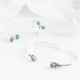 Azul Silver and Turquoise Earrings, Ring & Bangle Set