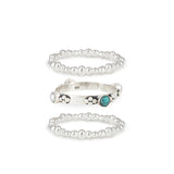Plata Silver and Turquoise Stacking Ring Set