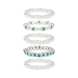 Oscura Turquoise and Silver Eternity Stacking Ring Set