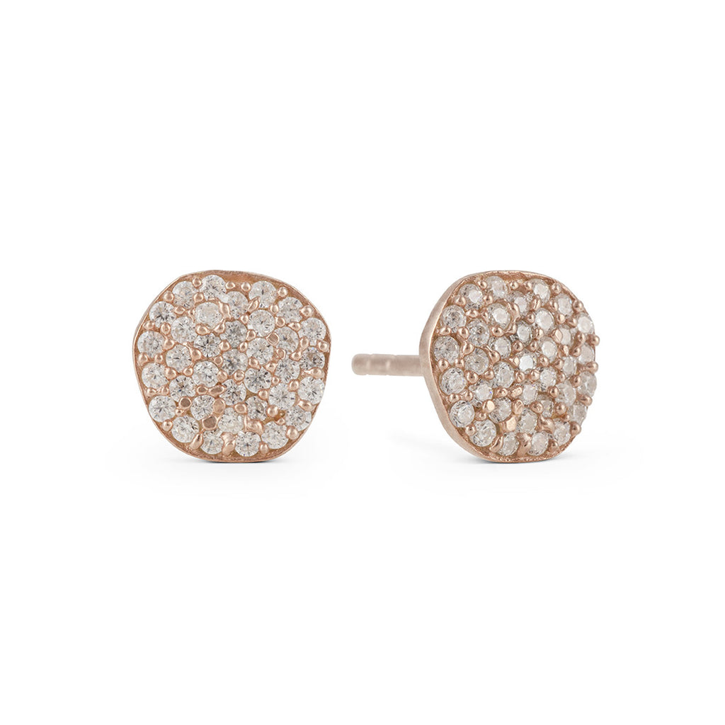 Cielo Rose Gold Pave Organic White Topaz Earrings