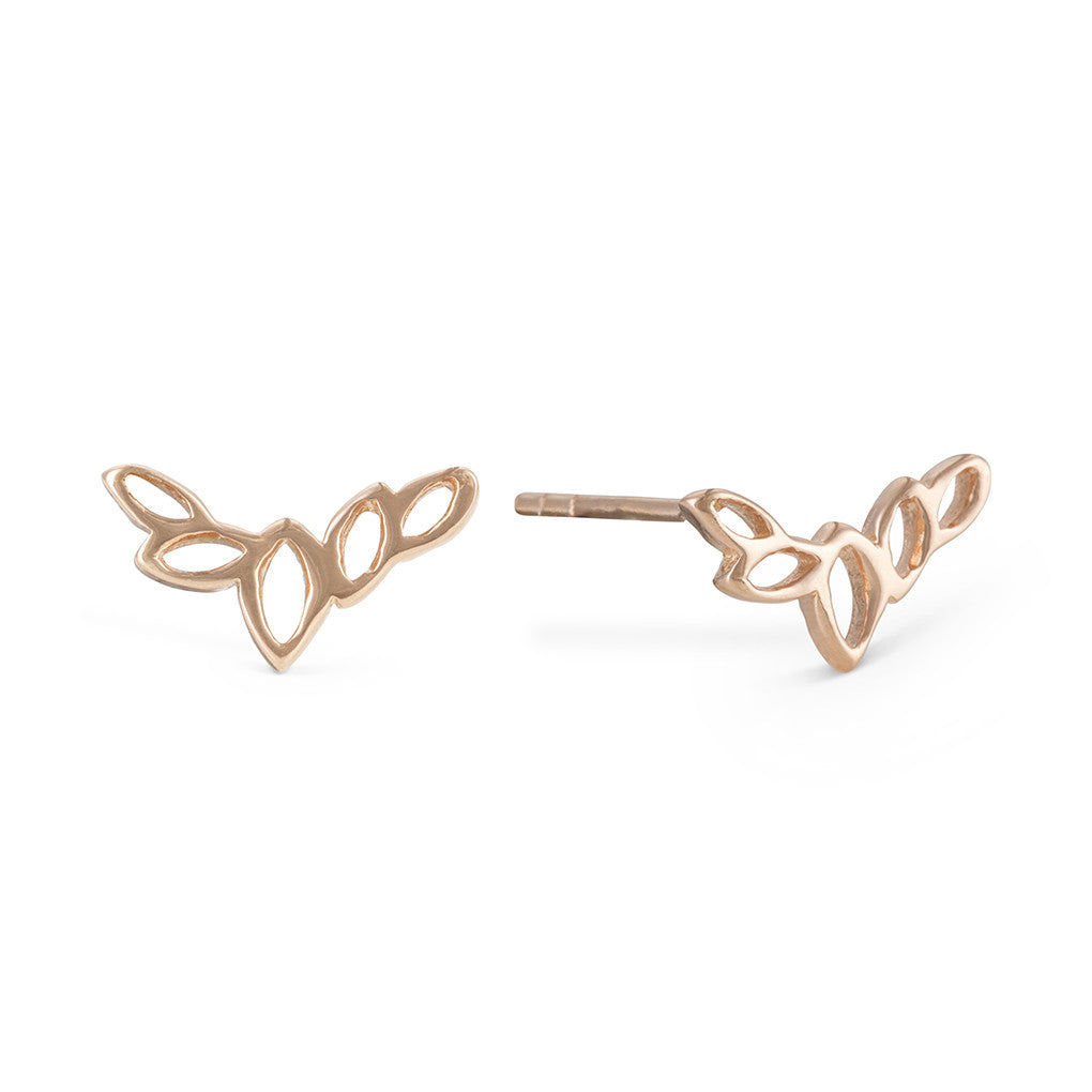 Flor Rose Gold Olive Leaf Stud Earrings