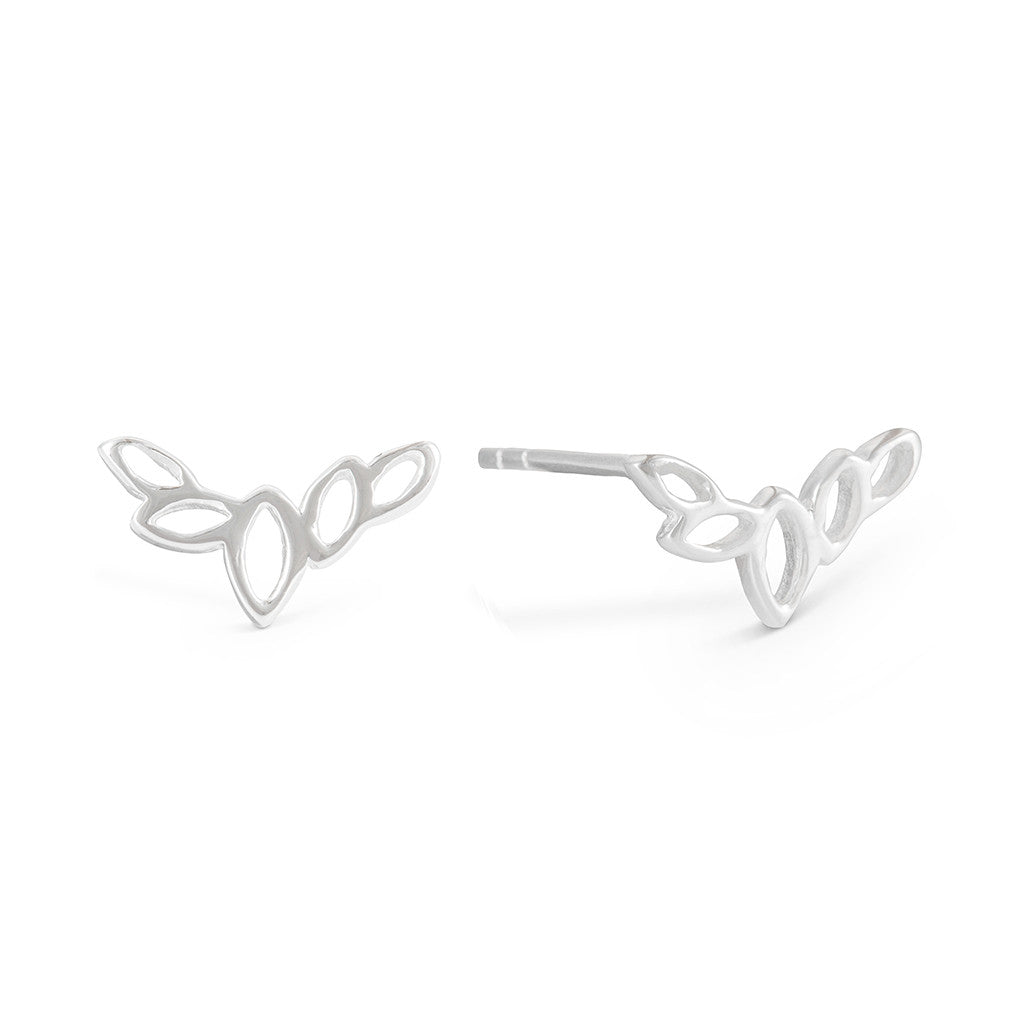 Flor Silver Olive Leaf Ring & Earring Set