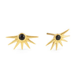 Estrella Gold Half Star Stud Earrings with Black Onyx