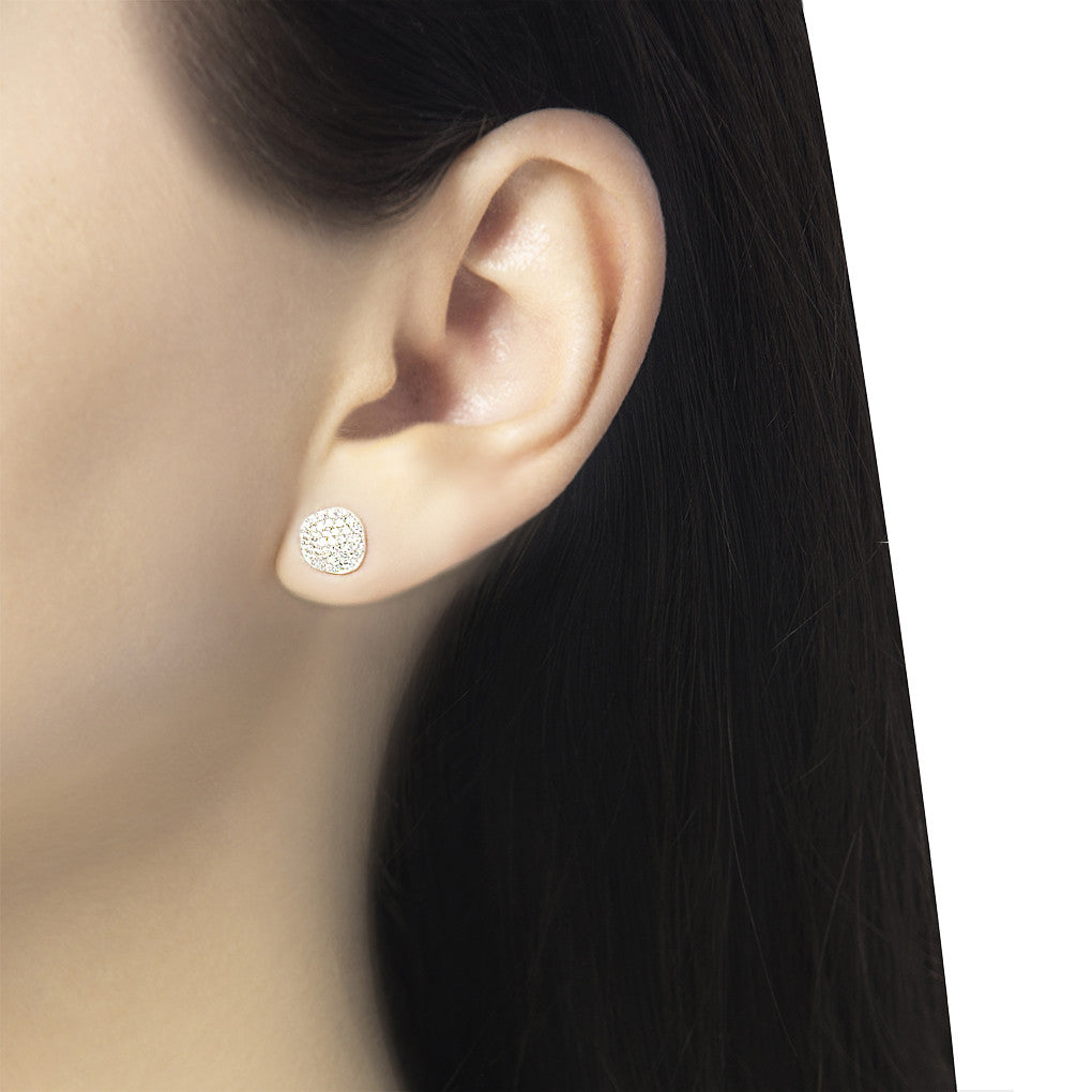 Cielo Silver Pave Organic White Topaz Earrings