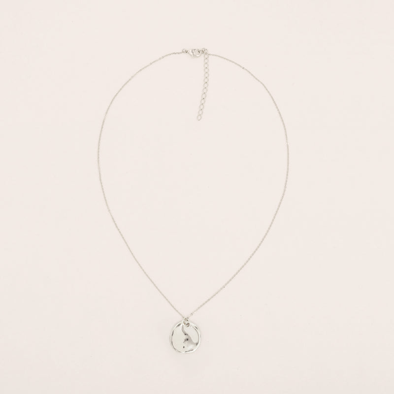 Austra Molten Silver Disk Necklace