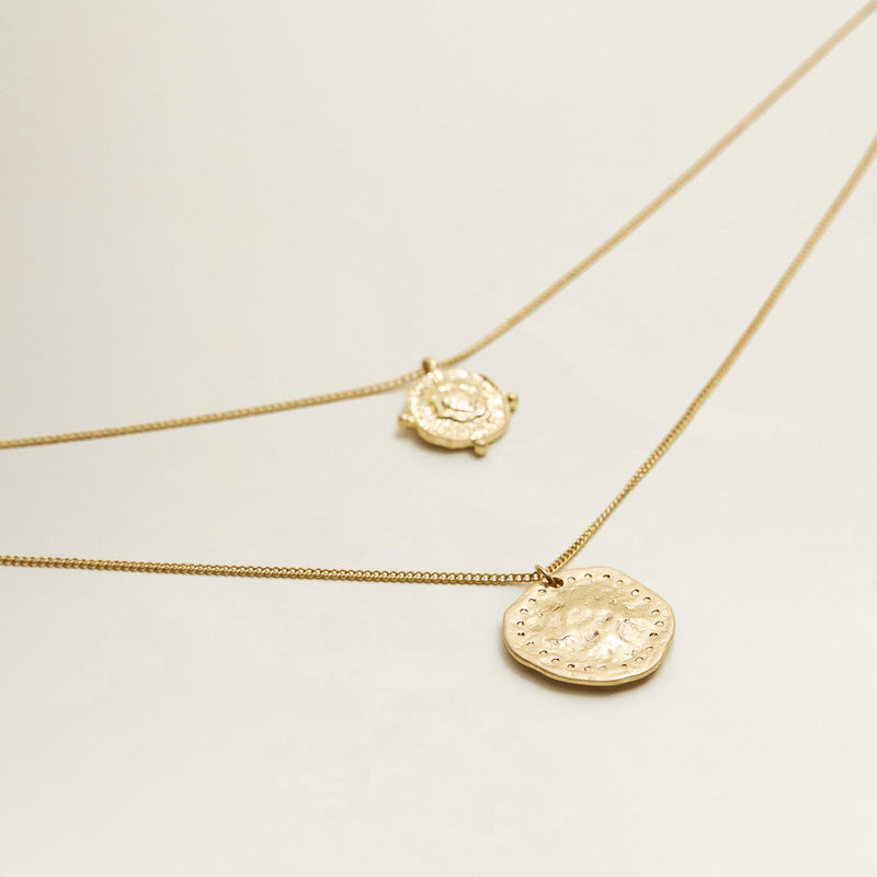 Athena Gold Coin Relic Double Chain Necklace