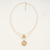 Athena Rose Gold Coin Relic Double Chain Necklace