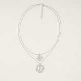 Athena Silver Coin Relic Double Chain Necklace