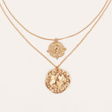 Athena Rose Gold Coin Relic Double Chain Necklace