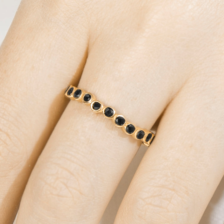 Oscura Black Onyx & Gold Stacking Eternity Ring