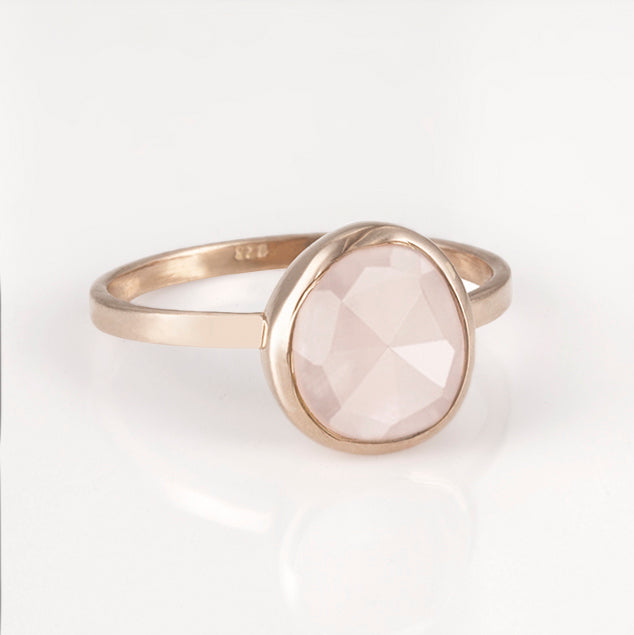 Austra Rose Gold & Rose Quartz Stone Ring