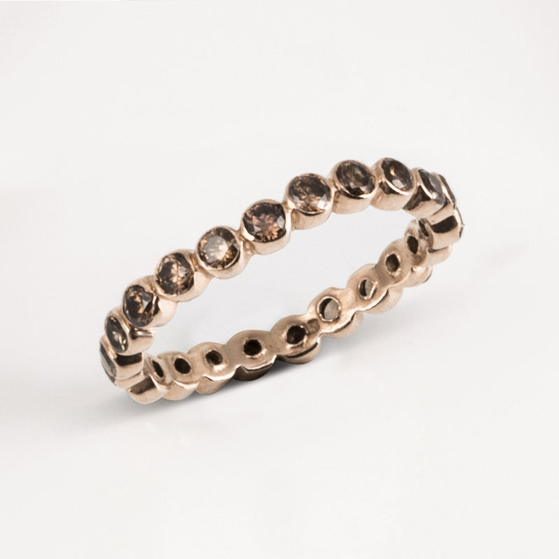Oscura Smokey Quartz & Rose Gold Stacking Eternity Ring