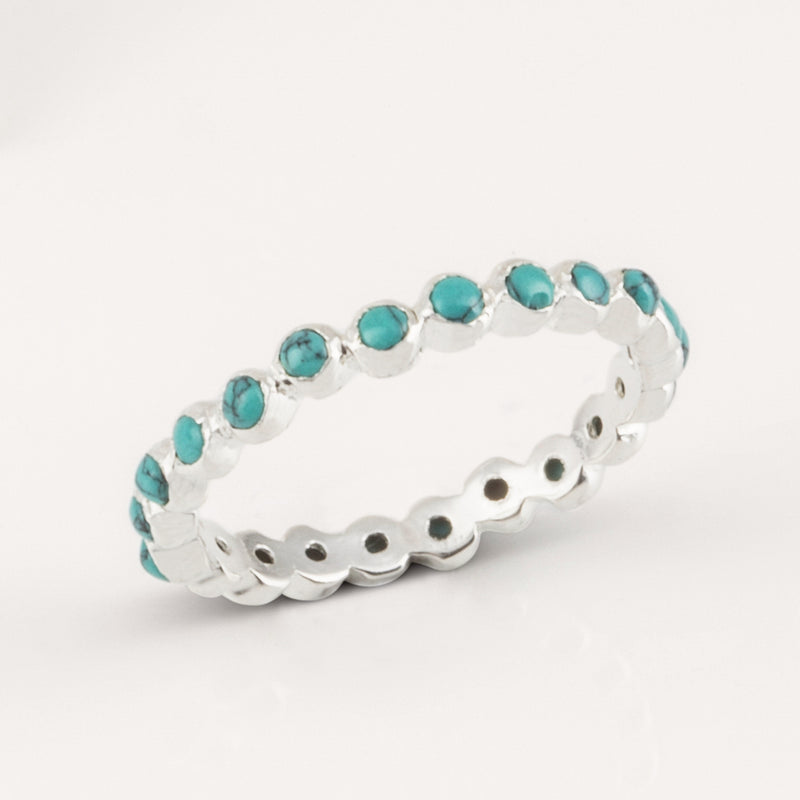 Oscura Turquoise & Silver Stacking Eternity Ring