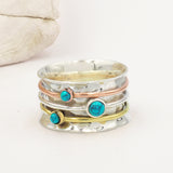 Eris Silver & Gold Turquoise Spinning Ring