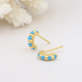 Shanti Gold & Turquoise Small Huggie Hoops