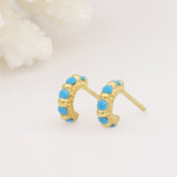 Shanti Gold & Turquoise Medium Huggie Hoops