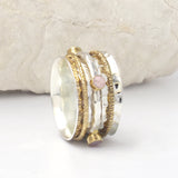 Aurelia Silver, Gold & Rose Quartz Spinning Ring