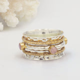 Aurelia Silver, Gold & Rose Quartz Spinning Ring