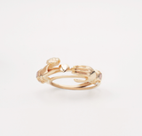 Fede Rose Gold, Rose Quartz and Pearl Gimmel, Claddagh Ring