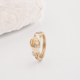 Fede Rose Gold, Rose Quartz and Pearl Gimmel, Claddagh Ring