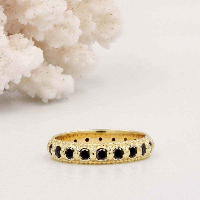 Elia Black Onyx & Gold Stacking Eternity Ring Band