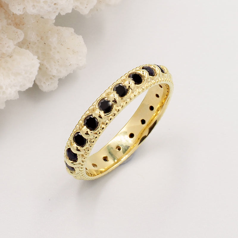Elia Black Onyx & Gold Stacking Eternity Ring Band