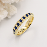 Elia Blue Sapphire & Gold Stacking Eternity Ring Band