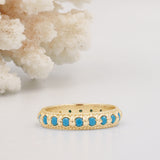 Elia Turquoise & Gold Stacking Eternity Ring Band