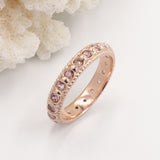 Elia Dusky Rose Pink Morganite & Rose Gold Stacking Eternity Wedding Ring Band