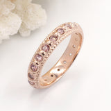 Elia Dusky Rose Pink Morganite & Rose Gold Stacking Eternity Wedding Ring Band