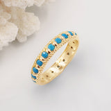 Elia Turquoise & Gold Stacking Eternity Ring Band