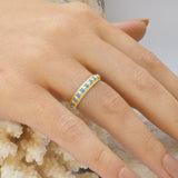 Elia Turquoise & Gold Stacking Eternity Ring Band